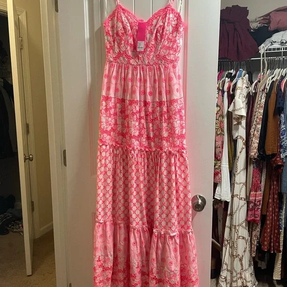 Lilly Pulitzer | Dresses | Nwt Lilly Pulitzer Kyla Maxi Dress In Lillys  Coral Garden Gate Eyelet Size | Poshmark